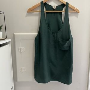 Aritiza Wilfred Forest Green silk tank top with pocket size medium